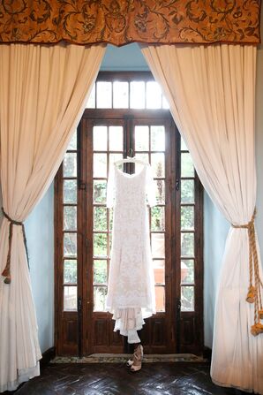Three-Quarters-Sleeve Wedding Dress