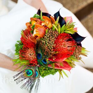 Peacock Feather Bridal Bouquet