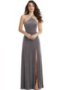 Dessy Group High Neck Halter Open-Back Velvet Dress - Alix - LB034 Halter Bridesmaid Dress - thumbnail - 1