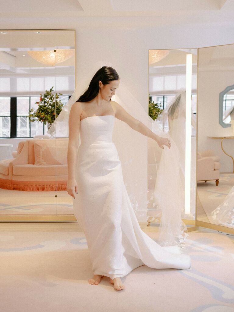 wedding dress with straight across neckline