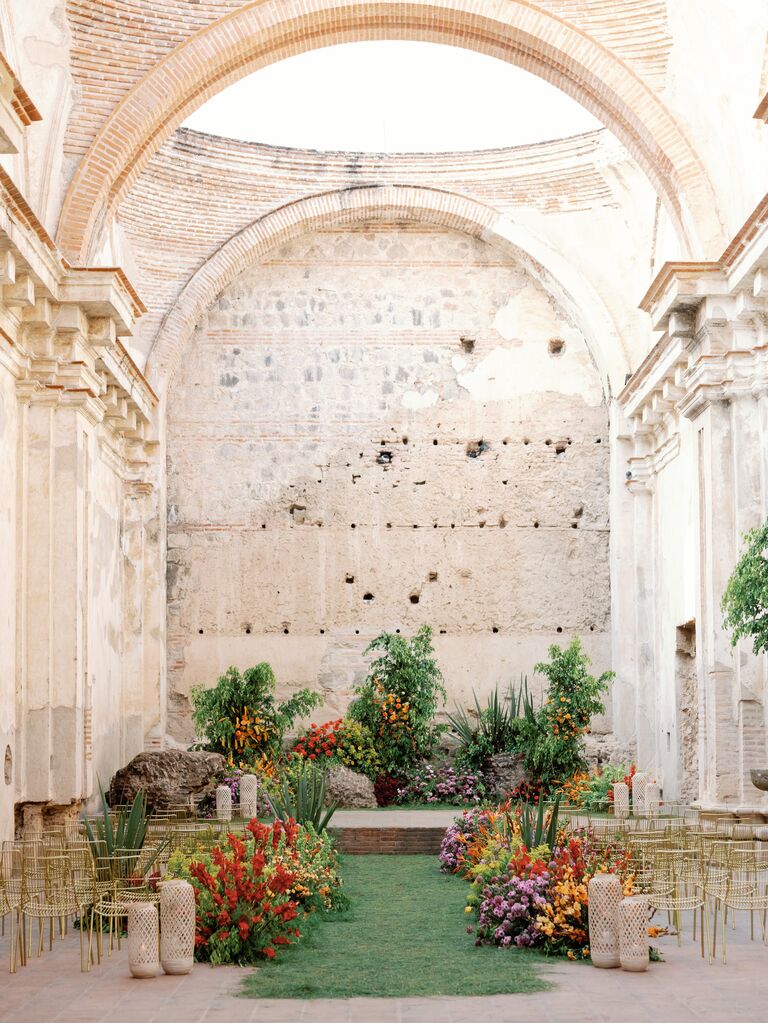 Wedding ceremony in historic convent in Guatemala