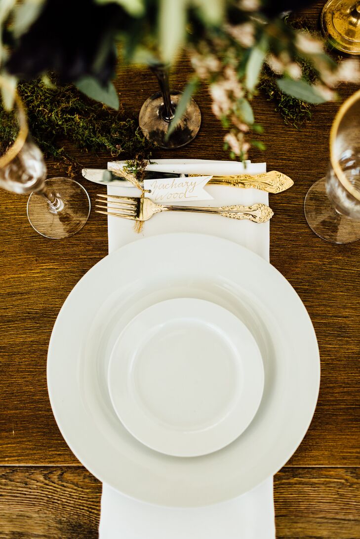Minimal Place Setting with Gold Flatware
