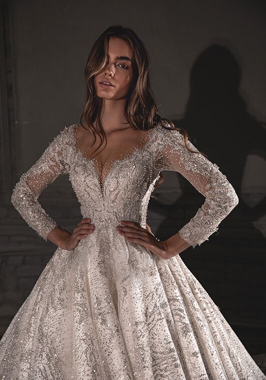 Olivia Bottega Royal Lace Off-The-Shoulder Sparkly Wedding Dress Meryem ...