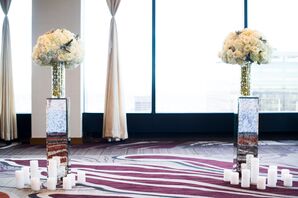 Mirrored Glass Pedestal Wedding Alter Decor