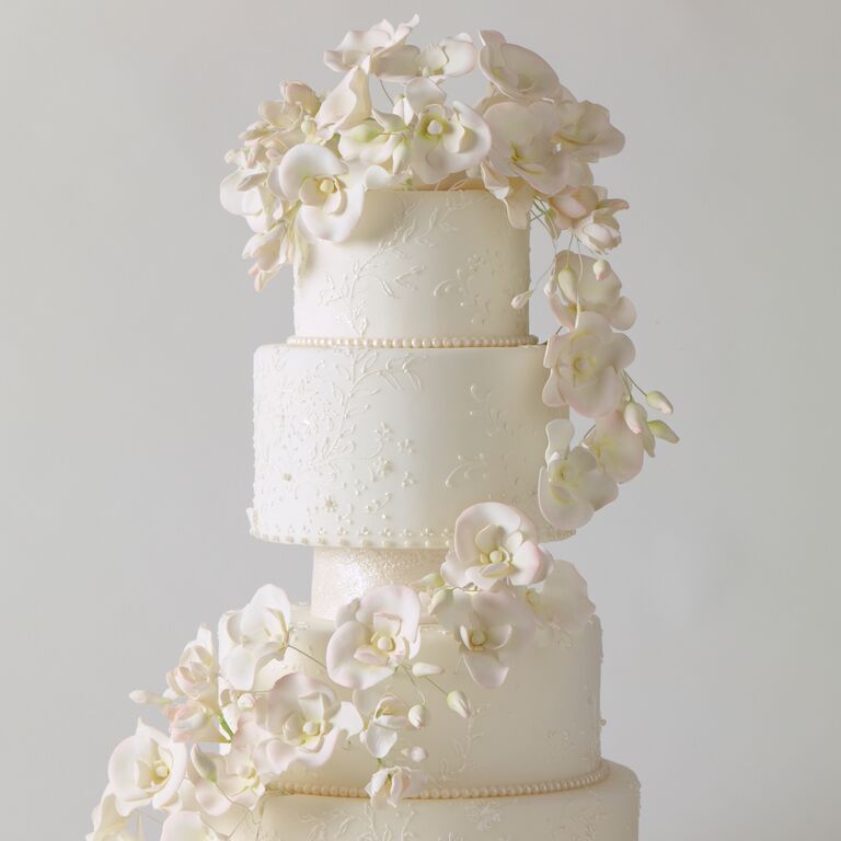 sugar flower orchids elegant wedding cake