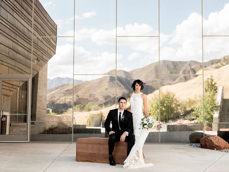 modern bride and groom portrait