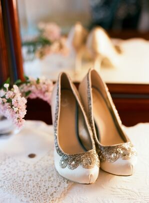 White Embellished Heels