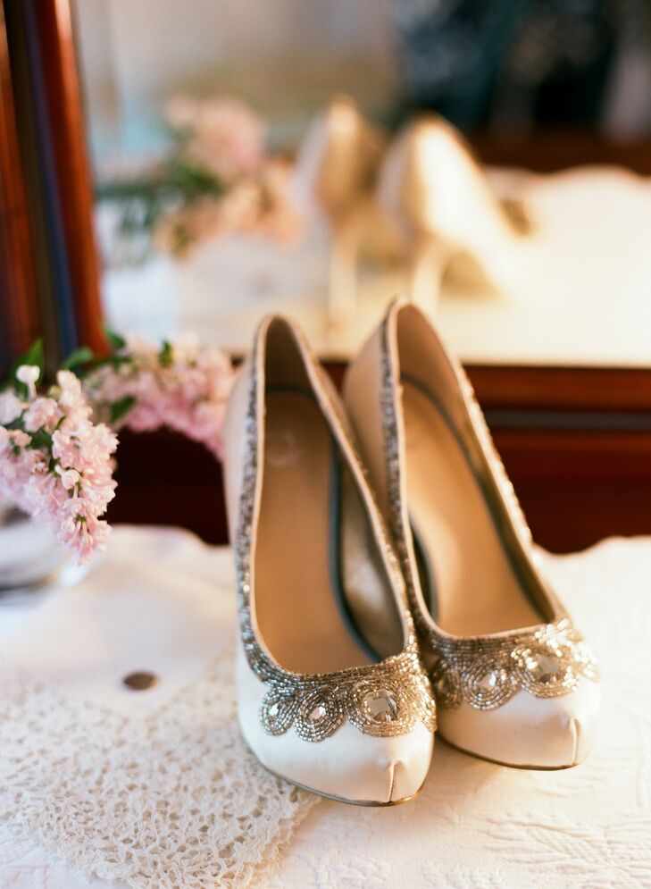 Krissy found her gorgeous, embellished white pumps at DSW!
