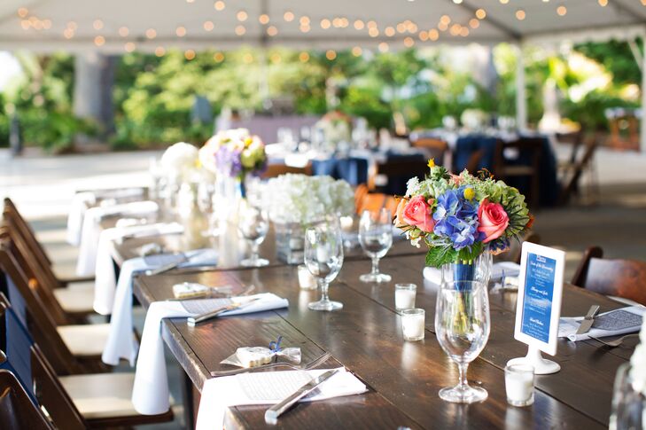 Each table was assigned a number that held significance to the newlyweds. "Instead of the typical 1 through 10, we had 9, the day in October that we met; 421, the number of miles between our hometowns; 101, our first apartment number; and 1,358, the number of days since we met," says Jessica.
