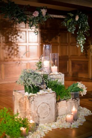 Rustic Ceremony Decor, Candles and Greenery