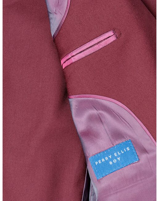 Perry Ellis "Noah" Kids Burgundy Suit (5-Piece Set) Flower Girl Dress and Ring Bearer Outfit - 2