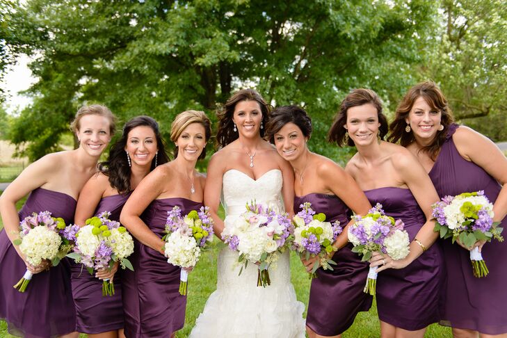 Strapless, Plum Bridesmaids Dresses