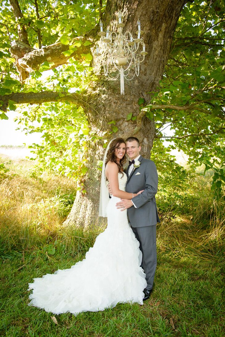 Outdoor Wedding with Chandelier at Coffee Creek Ridge in Shelbyville, IN