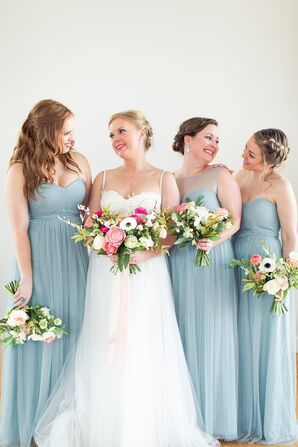 Blue-Gray Bridesmaid Gowns