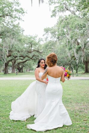 LGBTQ+ Couple Sharing First Look at the Tree of Life in Audubon Park in New Orleans