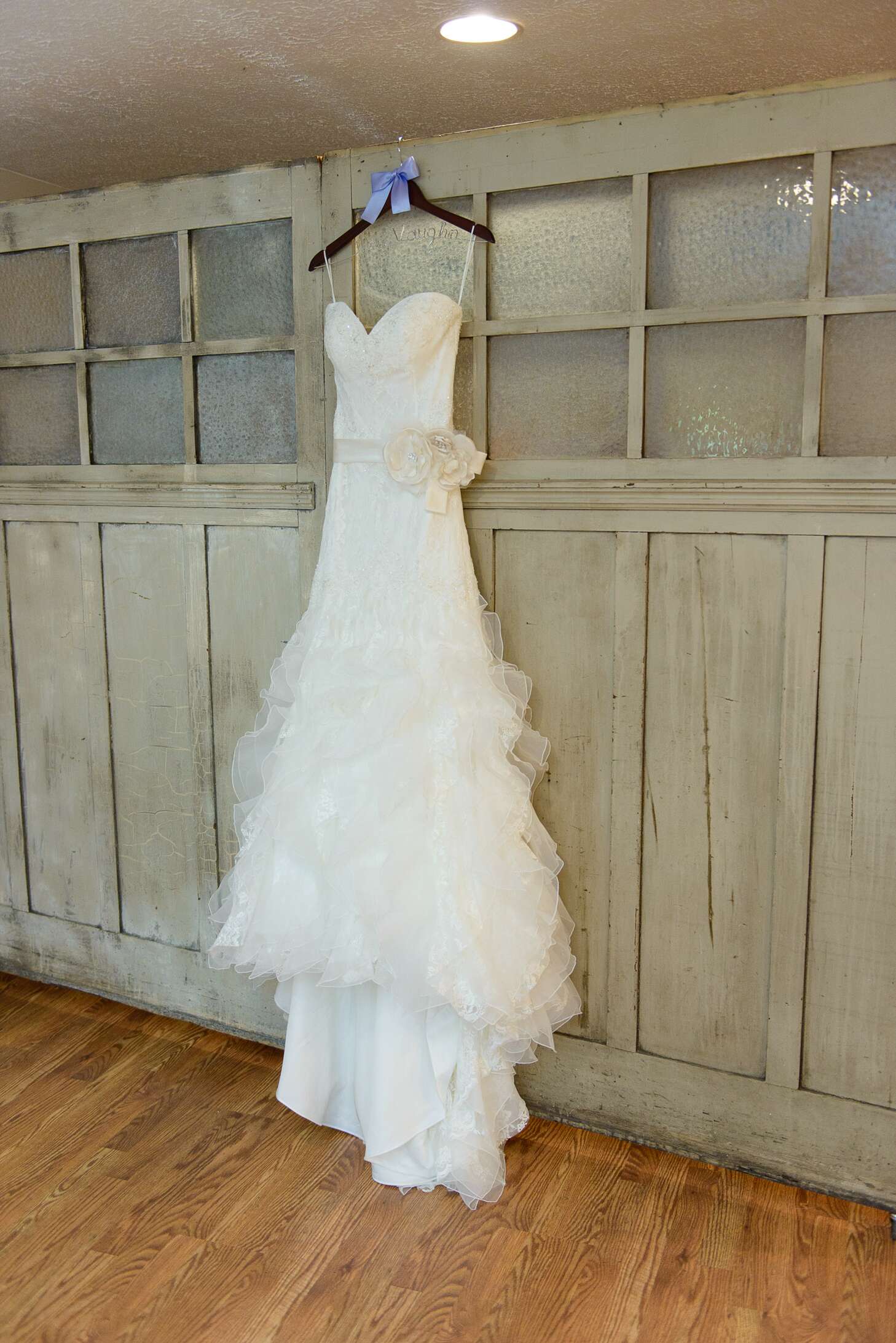 Strapless, Fit and Flare Wedding Dress with Satin Sash