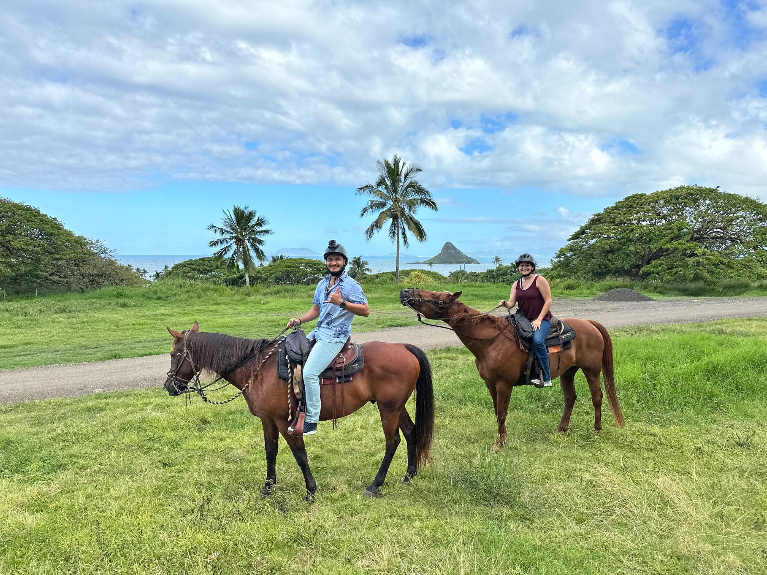 We went horseback riding at Kualoa Ranch! Horseback riding! IN HAWAII! I was in heaven here.