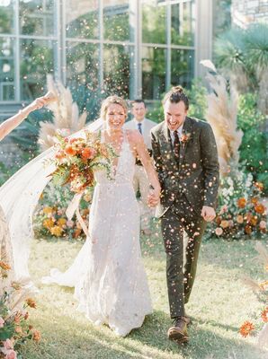 Flower Petal Recessional During Ceremony at The Greenhouse at Driftwood