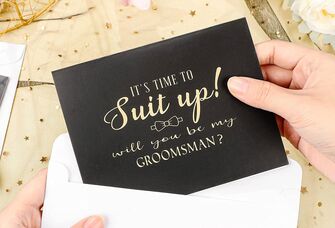 Time to suit up groomsman card