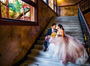 This colorful wedding with travel-themed decor celebrated the couple’s love in every bright hue imaginable! Ever since Gina Lee (32 and a strength-and