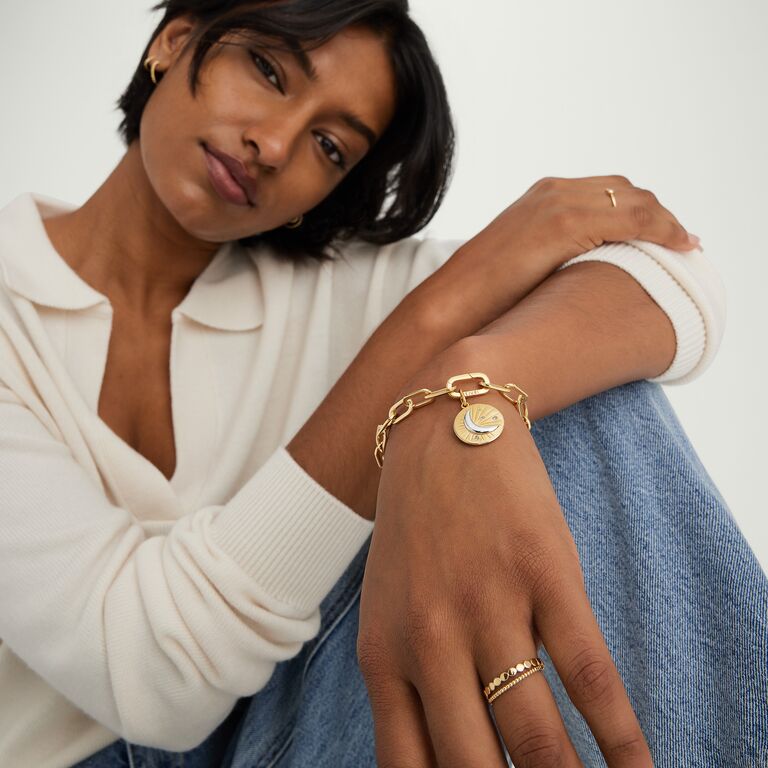 Mejuri gold charm bracelet gift for wife for Mother's Day. 