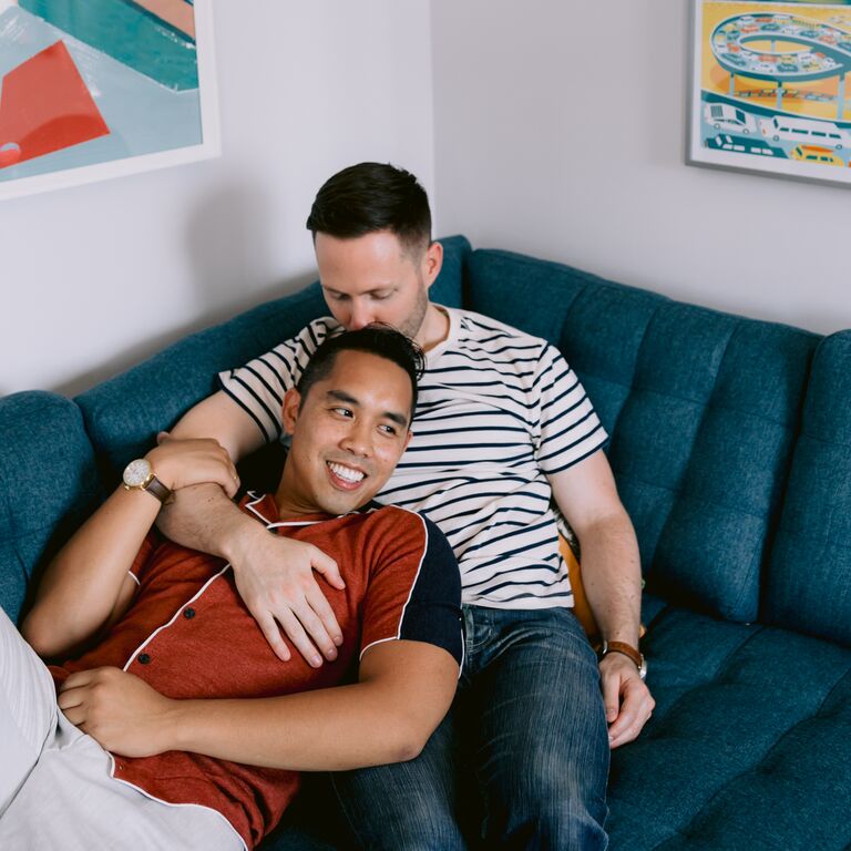 Couch comfort engagement photo idea