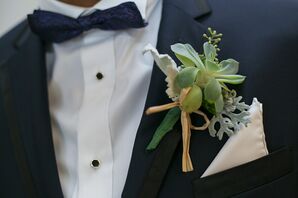 Green Succulent and Dusty Miller Boutonniere