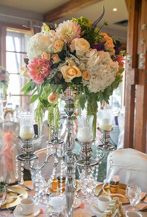 White Hydrangea and Pink Dahlia Centerpieces