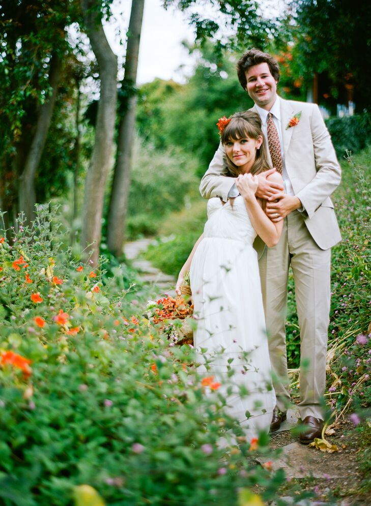 Tess and Peter's outdoor wedding combined the bride and groom's simple style with the timelessness of a formal affair at a private estate in Los Angel