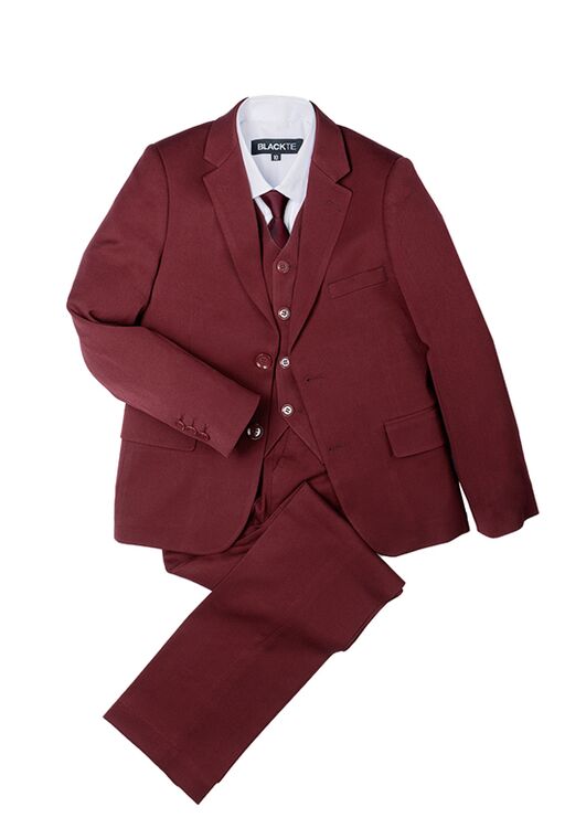 BLACKTIE "Liam" Wine Suit (5-Piece Set) Flower Girl Dress and Ring Bearer Outfit - 2