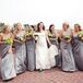 Andrea's bridesmaids wore long matching silver dresses with shoes and hairstyles of their choice. "It was pretty chilly, so everyone was happy to be in long dresses," she says.