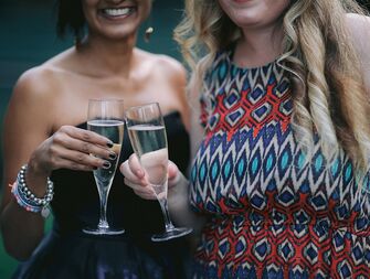 Friends toasting champagne.