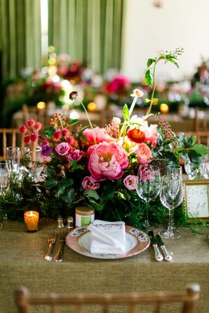 Romantic Centerpiece with Peonies, Ranunculus and Garden Roses