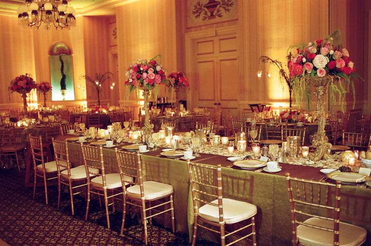 Elegant Gold and Pink Table Decor