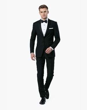 Menguin Black Notch Lapel Tuxedo Black Tuxedo