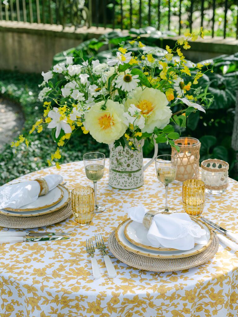 yellow spring wedding tablescape