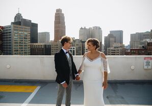 Urban Couple with Detroit Skyline Backdrop