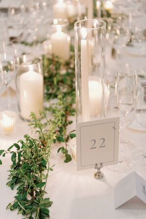 Long, Winding Greenery Table Runner With Live Leaves, Candles, Simple