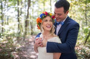 Multicolor Flower Crown and Floral-Print Bow Tie