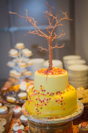 Yellow Two-Tier Wedding Cake