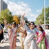 A Purple-and-Black Christian-Hindu Fusion Wedding at Cleveland City Hall in Ohio