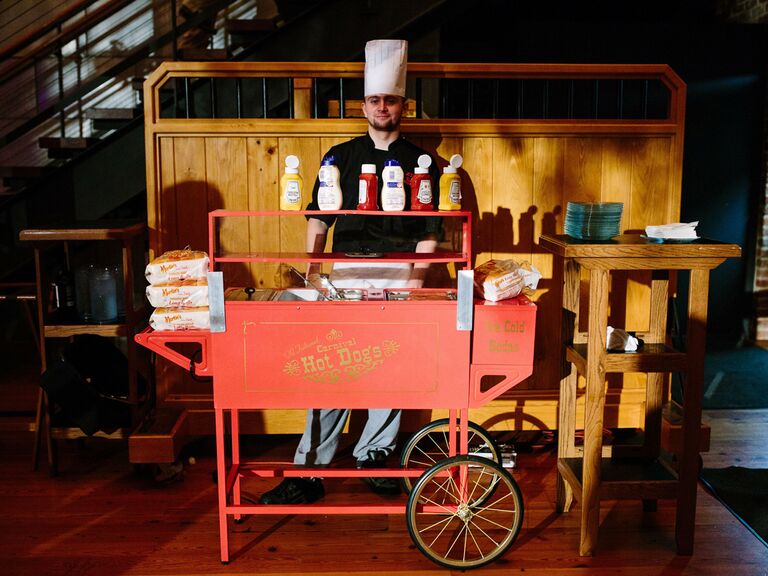 wedding food stations hot dog stand