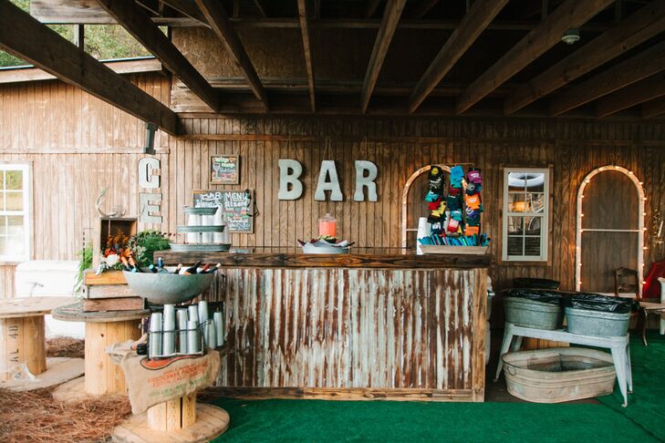 Rustic Wood Bar Setup
