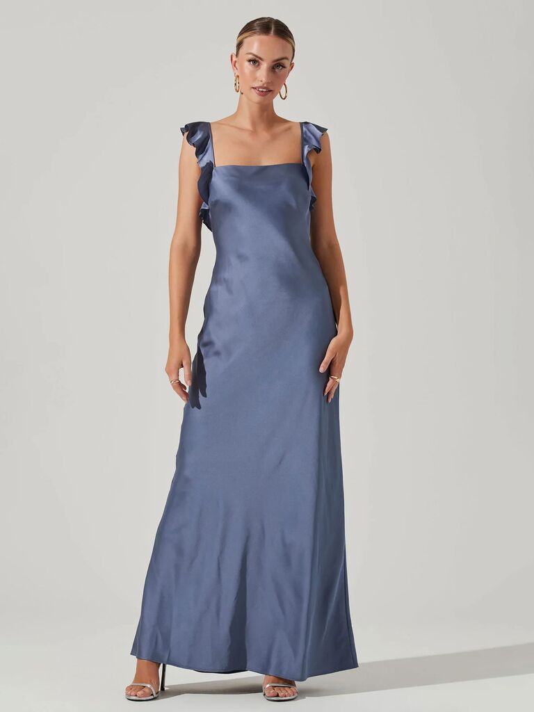 ASTR The Label simple fall bridesmaid dress with flutter straps