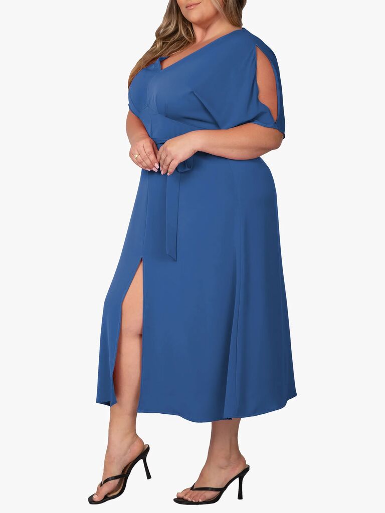 Standards & Practices navy maxi dress for black-tie optional weddings