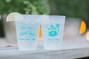 Custom Turquoise Beach Wedding Cocktail Cups