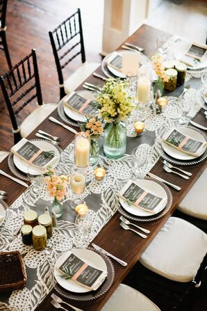 Gray-and-White-Patterned Table Linens
