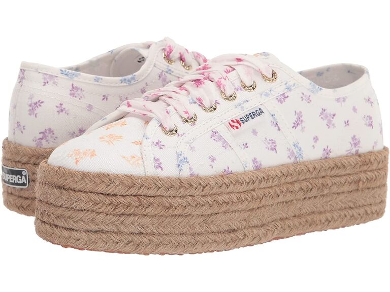 Superga lace-up espadrille bridal sneakers for a beach or garden wedding