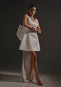 Olivia Bottega Short Satin Wedding Dress Tofa with Huge Bow A-Line Wedding Dress - thumbnail - 2