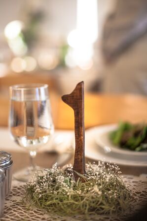 DIY Wood Table Number with Greens